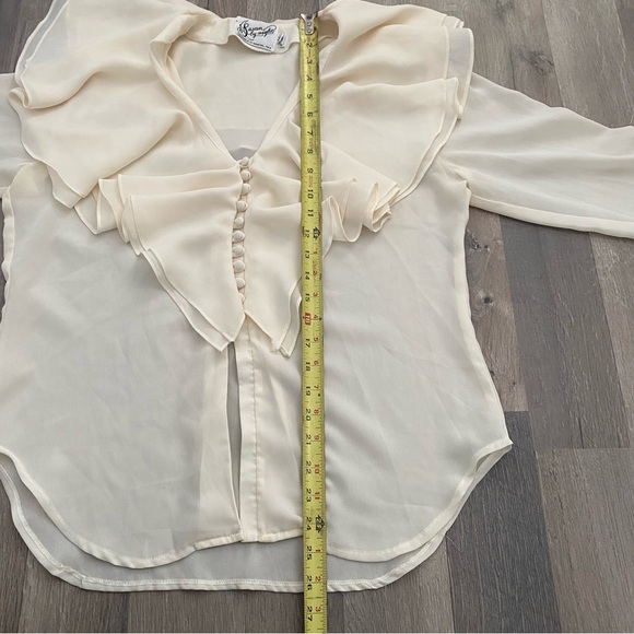 Vintage sheer blouse with ruffles and buttons down the front - Picture 4 of 6